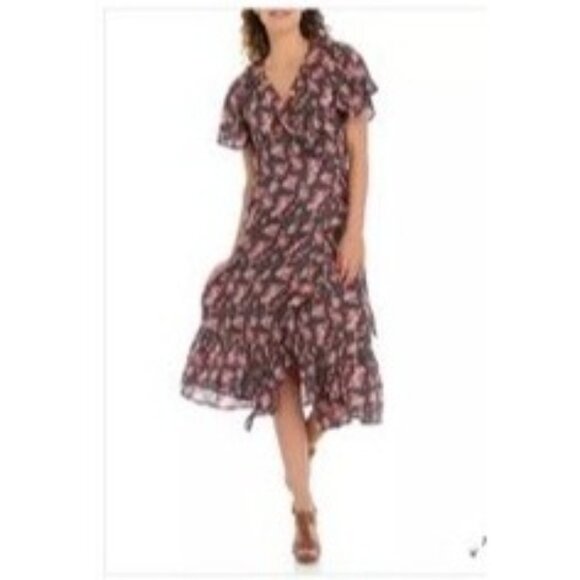 Buffalo David Bitton Floral Maxi Wrap Dress size medium brown cotton new $129 - Picture 6 of 8